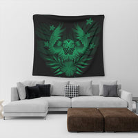 Hawaiian Owl Hibiscus Plumeria Polynesian Tapestry - Green - AH - Polynesian Pride
