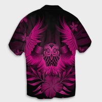 Hawaiian Owl Hibiscus Plumeria Polynesian Hawaiian Shirt - Pink - AH - Polynesian Pride