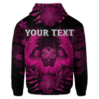 Custom Hawaiian Owl Hibiscus Plumeria Polynesian Hoodie Pink - Polynesian Pride