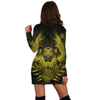 Hawaiian Owl Hibiscus Plumeria Polynesian Hoodie Dress - Yellow - AH - Polynesian Pride