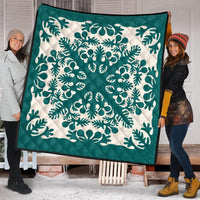 Hawaiian Palm Tree Quilt Tradition Turquoise Premium Quilts - AH - Polynesian Pride