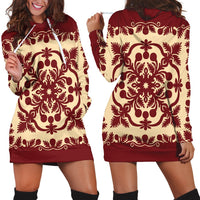 Hawaiian Palm Tree Quilt Vintage Hoodie Dress - AH Black - Polynesian Pride