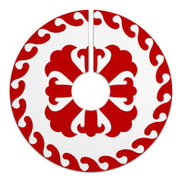 Hawaiian Pattern Lily Polynesian Tree Skirt - Red White - AH - Polynesian Pride