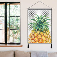 Hawaiian Pineapple Polka Dots Background Polynesian Hanging Poster - AH - Polynesian Pride