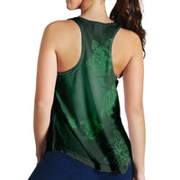Hawaiian Plumeria Hibiscus Turtle Under Sea Polynesian Racerback Tank Green AH - Polynesian Pride