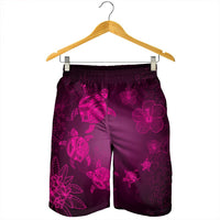 Hawaiian Plumeria Hibiscus Turtle Under Sea Polynesian Men's Shorts Pink AH - Polynesian Pride