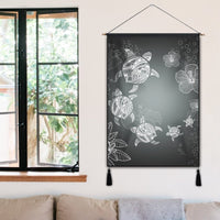 Hawaiian Plumeria Hibiscus Turtle Under Sea Polynesian Hanging Poster White AH - Polynesian Pride