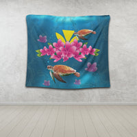 Hawaiian Plumeria Kanaka Turtle Sea Polynesian Tapestry - AH - Polynesian Pride