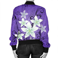 Hawaiian Plumeria Polynesian Bomber Jacket - Purple - AH - Polynesian Pride