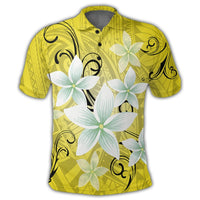 Hawaiian Plumeria Polynesian Polo Shirt Yellow - Polynesian Pride