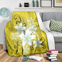 Hawaiian Plumeria Polynesian Premium Blankets - Yellow - AH - Polynesian Pride