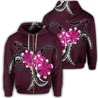 Hawaiian Plumeria Polynesian Pink Zip Hoodie Unisex Art - Polynesian Pride