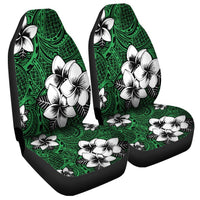 Hawaiian Plumeria Tribal Polynesian Car Seat Covers Green AH Universal Fit Black - Polynesian Pride