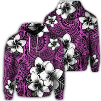 Hawaiian Plumeria Tribal Polynesian Hoodie Pink Unisex Art - Polynesian Pride