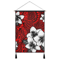 Hawaiian Plumeria Tribal Polynesian Hanging Poster Red AH Hanging Poster Cotton And Linen - Polynesian Pride