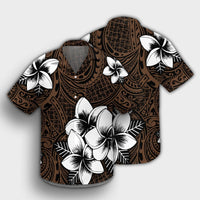 Hawaiian Plumeria Tribe Brown Polynesian Hawaiian Shirt AH - Polynesian Pride