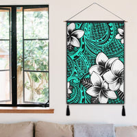 Hawaiian Plumeria Tribe Turquoise Polynesian Hanging Poster AH - Polynesian Pride