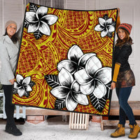 Hawaiian Plumeria Tribe Yellow Red Polynesian Premium Quilts AH - Polynesian Pride