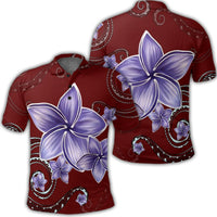 Hawaiian Plumeria Violet Polynesian Red Polo Shirt Unisex Black - Polynesian Pride