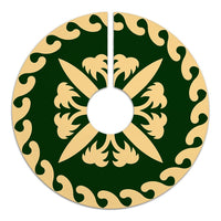 Hawaiian Quilt Pattern Coconut Tree Heart Tree Skirt - Green Beige - AH - Polynesian Pride