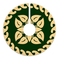 Hawaiian Quilt Pattern Flamingo Flower Tree Skirt - Green Beige - AH - Polynesian Pride