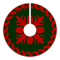 Hawaiian Quilt Pattern Flower And Plants Tree Skirt - Red Green - AH - Polynesian Pride
