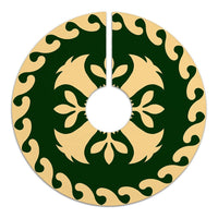 Hawaiian Quilt Pattern Flower Pretty Tree Skirt - Green Beige - AH - Polynesian Pride