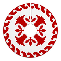 Hawaiian Quilt Pattern Flower Pretty Tree Skirt - Red White - AH - Polynesian Pride
