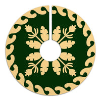 Hawaiian Quilt Pattern Flower Sweat Tree Skirt - Green Beige - AH - Polynesian Pride