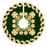Hawaiian Quilt Pattern Garden Polynesian Tree Skirt - Green Beige - AH - Polynesian Pride