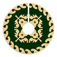 Hawaiian Quilt Pattern Guitar Flower Tree Skirt - Green Beige - AH - Polynesian Pride
