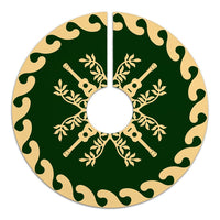 Hawaiian Quilt Pattern Guitar Tree Skirt - Green Beige - AH - Polynesian Pride