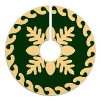 Hawaiian Quilt Pattern Palm Tree Lovely Tree Skirt - Green Beige - AH - Polynesian Pride