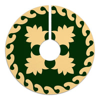 Hawaiian Quilt Pattern Palm Tree Normal Polynesian Tree Skirt - Green Beige - AH - Polynesian Pride