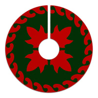 Hawaiian Quilt Pattern Palm Tree Swell Tree Skirt - Red Green - AH - Polynesian Pride