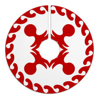 Hawaiian Quilt Pattern Pineapple 2 Tree Skirt - Red White - AH - Polynesian Pride