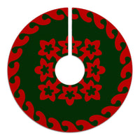 Hawaiian Quilt Pattern Plumeria Nice Tree Skirt - Red Green - AH - Polynesian Pride