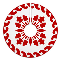 Hawaiian Quilt Pattern Tradition Tree Skirt - Red White - AH - Polynesian Pride