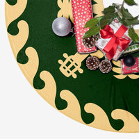 Hawaiian Quilt Pattern Ukulele And Coconut Tree Skirt - Green Beige - AH - Polynesian Pride