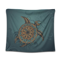 Hawaiian Skillful Turtle Polynesian Tapestry - AH Wall Tapestry Black - Polynesian Pride