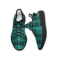 Hawaiian Sneakers YZ Polynesian Tattoo Tribal Turquoise AH - Polynesian Pride