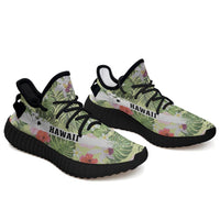 Hawaiian Sneakers YZ Tropical Hibiscus Plumeria Green Black - Polynesian Pride