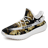 Hawaiian Sneakers YZ Watercolor Flamingos Palm Trees Beautiful Seamless White - Polynesian Pride