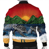 Hawaiian Sunset Ocean Turtle Bomber Jacket - AH - Polynesian Pride