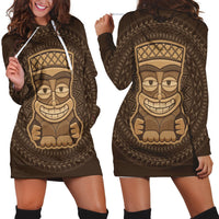 Hawaiian Tiki Hoodie Dress AH Black - Polynesian Pride