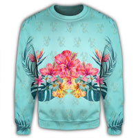 Hawaiian Tropical Strelitzia Hibiscus Plumeria Centre Sweatshirt - AH - Polynesian Pride