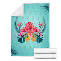 Hawaiian Tropical Strelitzia Hibiscus Plumeria Centre Premium Blankets - AH - Polynesian Pride