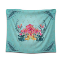 Hawaiian Tropical Strelitzia Hibiscus Plumeria Centre Tapestry - AH Wall Tapestry Black - Polynesian Pride