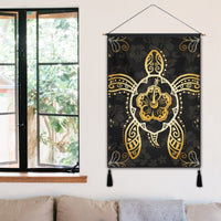 Hawaiian Turtle And Hibiscus Polynesian Hanging Poster Gold - AH - Polynesian Pride