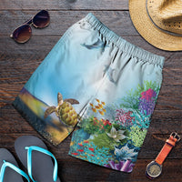 Hawaiian Turtle Dolphin In The Ocean Polynesian Men's Shorts - AH Art - Polynesian Pride